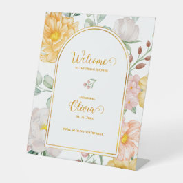 Yellow Floral Arch Design Bridal Shower Welcome  Sockelschild