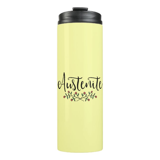 Yellow Floral Austenite Jane Austen Thermosbecher (Vorderseite)