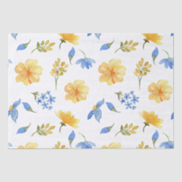 Yellow Floral blue tiles Italian Decodice Seidenpapier