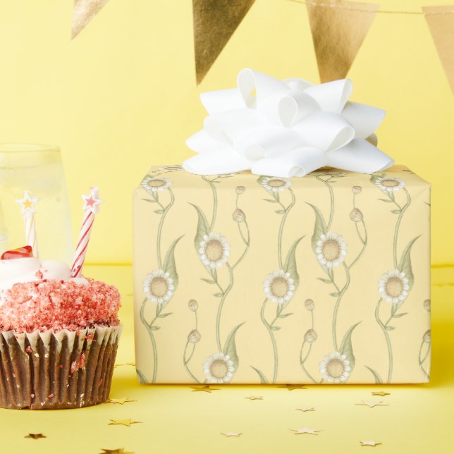 Yellow Floral Boho Daisy Chain Geschenkpapier (Geburtstagsparty)
