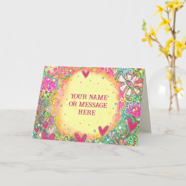Yellow Floral Customizing Name Inspirivity Floral Karte (Gelbe Blume)