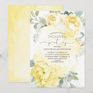 Yellow Floral Engagement Party Einladung