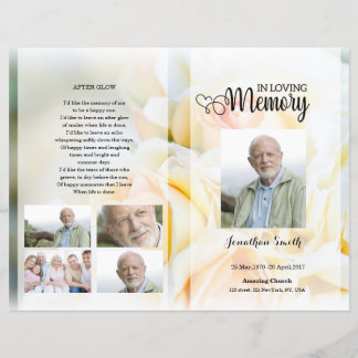 yellow floral Funeral Program template
