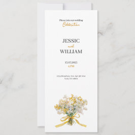 Yellow floral golden chic wedding invitation einladung