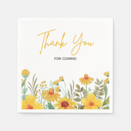 Yellow Floral Illustration Wedding Vielen Dank Serviette