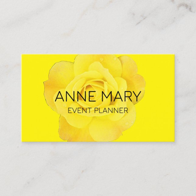 Yellow Floral Modern Colorful Event Planner Trendy Visitenkarte (Vorderseite)