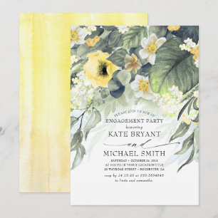Yellow Floral Modern Engagement Party Einladung