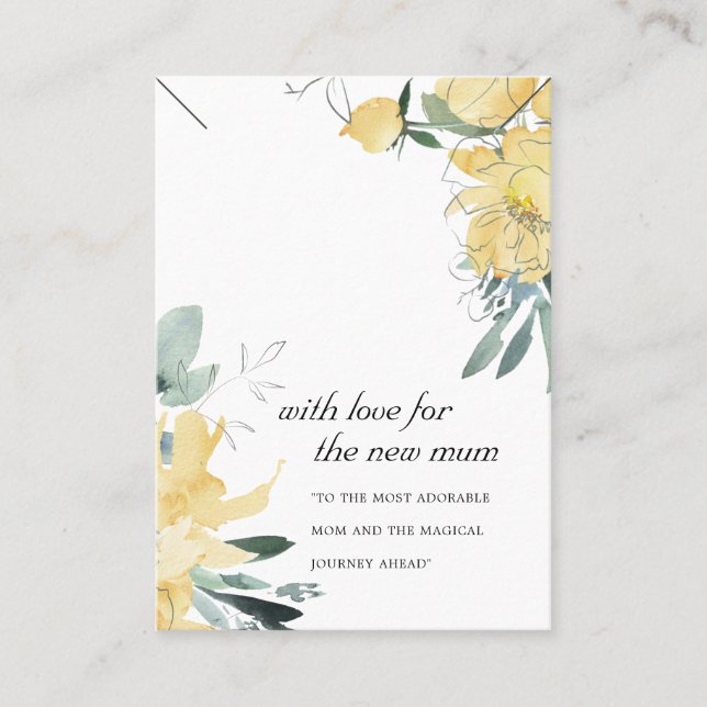 YELLOW FLORAL NEW MUM GIFT NECKLACE DISPLAY CARD PLATZKARTE (Vorderseite)