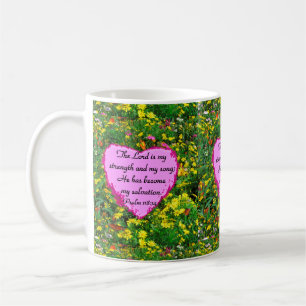 YELLOW FLORAL PSALM 118:14 FOTO KAFFEETASSE
