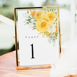 Yellow Floral Rose Wedding Table Numbers<br><div class="desc">Bring refined elegance to your reception tables with this Yellow Rose Watercolor Wedding Table Number. Soft cheerful yellow roses with delicate wildflower accents create a romantic floral design that feels fresh, timeless, and beautifully suited for garden weddings, spring celebrations, and elegant outdoor receptions. The minimalist layout keeps the focus on...</div>