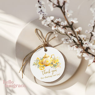 Yellow Floral Tee Party Vielen Dank Geschenkanhänger