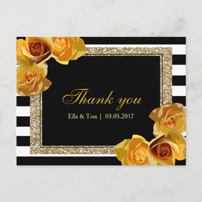 Yellow Floral Vielen Dank Postcard Postkarte (Vorderseite)