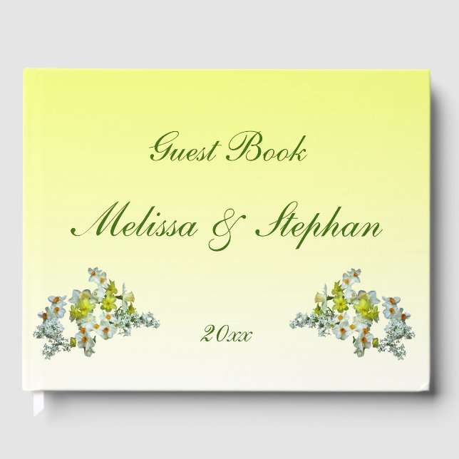 Yellow Floral Wedding Guest Book Gästebuch (Vorderseite)