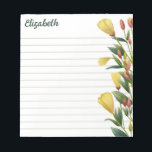 Yellow Florals Abend Primrose Linz Notizblock<br><div class="desc">Personalisiertes florales Notizblock mit praktischen Linien und Ihr Name in einem grünen Skript und gelben Blumen auf der rechten Seite des Notizbuches. Abend Primrose Notizblock mit einem ausgekleideten Papier und personalisiert mit Ihrem Namen in einem charmanten grünen Drehbuch. Personalisiertes Notizblock mit Illustrationen von gelben Blumen,  grünen Blätter und Blume.</div>