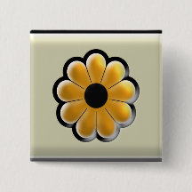 Yellow Flower Square Button – Modern Floral Design