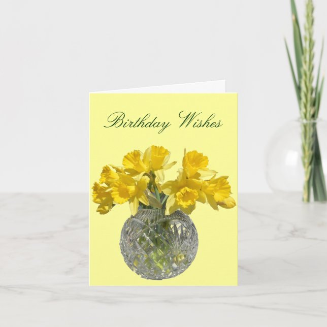 Yellow Flowers Daffodil Birthday Wishes Karte (Vorderseite)