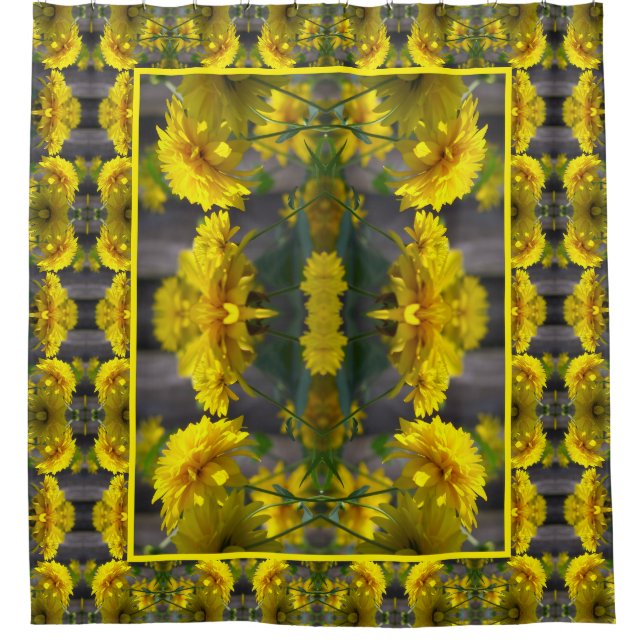 Yellow Flowers In Sunshine Nature Art Duschvorhang (Vorderseite)