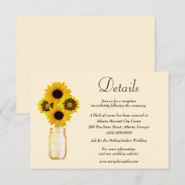 Yellow Flowers Mason Jar Wedding Details Begleitkarte