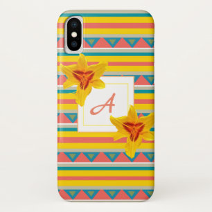 Yellow Flowers Monogram iPhone Case