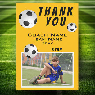 Yellow Football Ball Sports Coach Dankeskarte