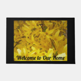 Yellow Forsythia Foto Willkommen auf unserer Zuhau Fußmatte