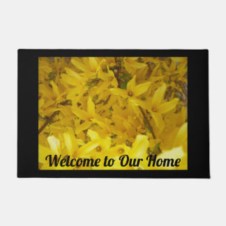 Yellow Forsythia Foto Willkommen auf unserer Zuhau Fußmatte