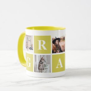Yellow Foto Collage personalisierte Fehler für Om Tasse