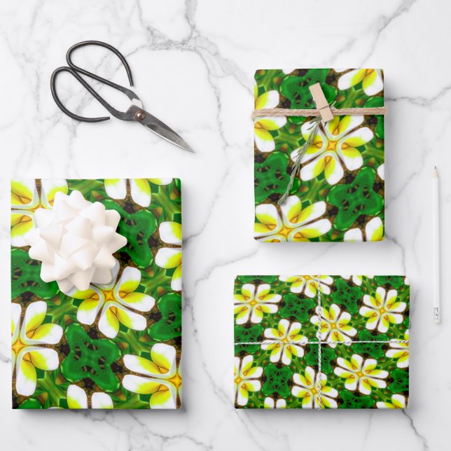 Yellow Frangipani Pattern Geschenkpapier Set (Vorderseite)
