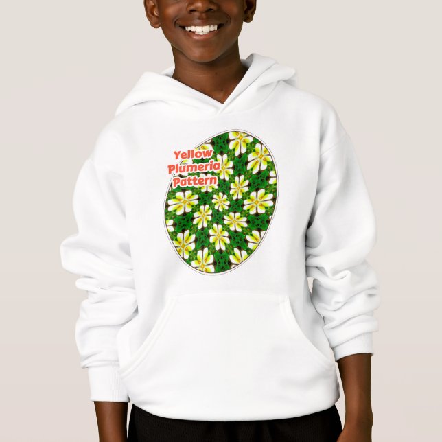 Yellow Frangipani Pattern Hoodie (Vorderseite)