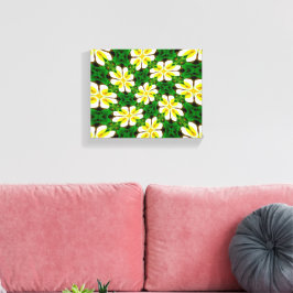 Yellow Frangipani Pattern Leinwanddruck