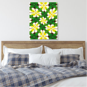 Yellow Frangipani Pattern Leinwanddruck