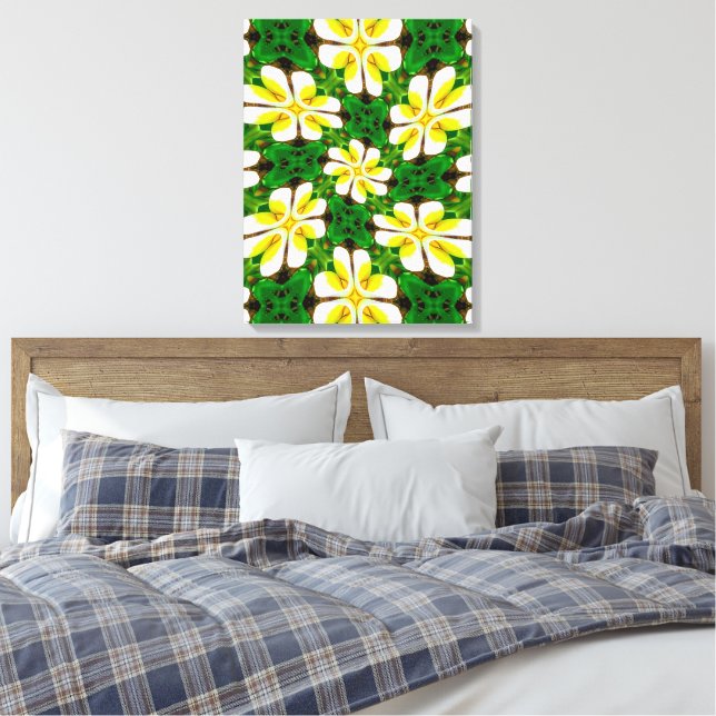 Yellow Frangipani Pattern Leinwanddruck (Insitu (Schlafzimmer))
