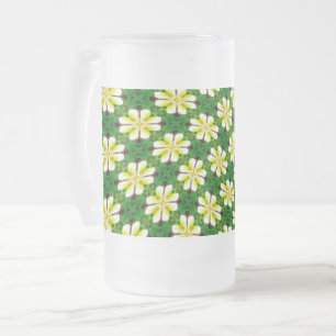 Yellow Frangipani Pattern Mattglas Bierglas