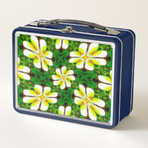 Yellow Frangipani Pattern Metall Brotdose