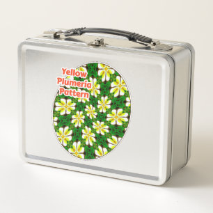Yellow Frangipani Pattern Metall Brotdose