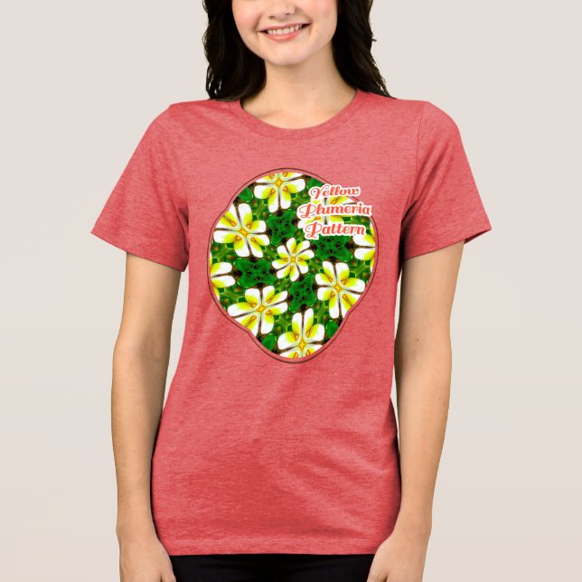 Yellow Frangipani Pattern Tri-Blend Shirt (Vorderseite)