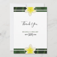 Yellow Frangipani Plumeria Wedding Danke-Card