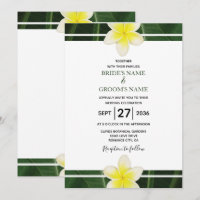 Yellow Frangipani Plumeria Wedding Einladungen