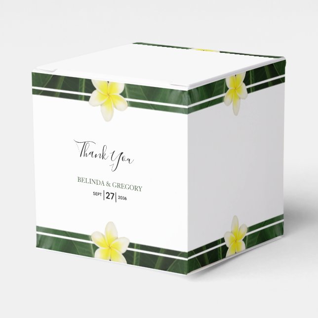 Yellow Frangipani Plumeria Wedding Geschenkschachtel (Vorderseite)