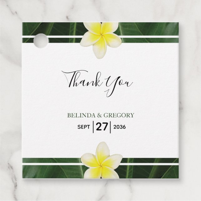Yellow Frangipani Plumeria Wedding Gift Geschenkanhänger (Vorderseite)