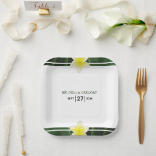 Yellow Frangipani Plumeria Wedding Pappteller
