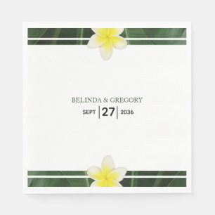 Yellow Frangipani Plumeria Wedding Serviette
