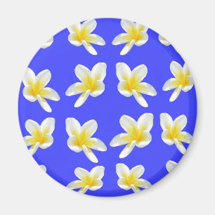 Yellow Frangipanis On Blue, Magnet