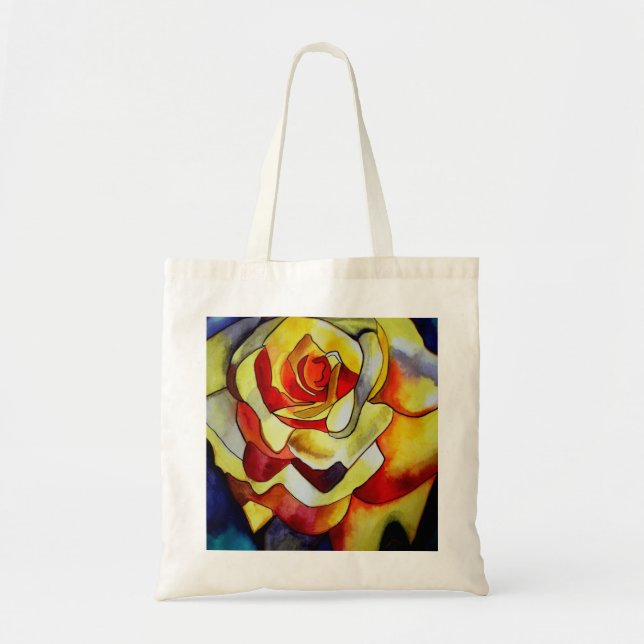Yellow Freesia Aquarell Originalkunst Blume Tragetasche (Vorne)