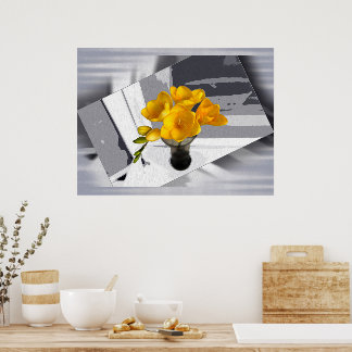 Yellow freesia poster