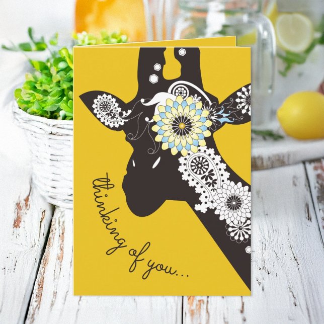 Yellow Funky Coole Giraffe Humorvolles Denken von  Karte (Von Creator hochgeladen)