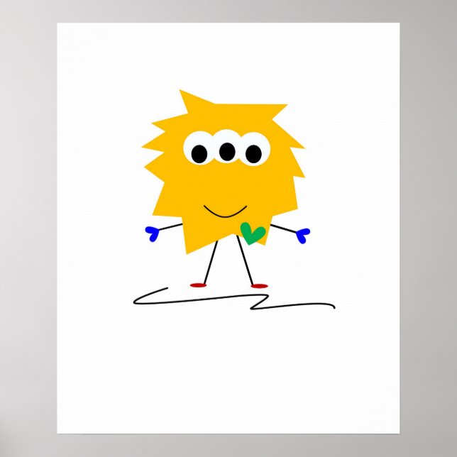 Yellow Fuzzy Monster Poster (Vorne)
