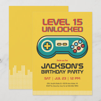 Yellow Gaming Video Game Player Gamer Boy Geburtst Einladung