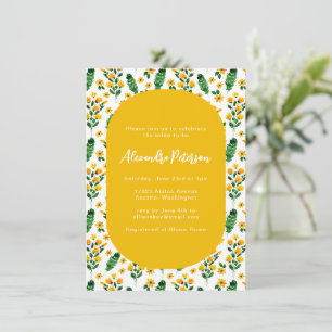 Yellow Garden Blume Aquarell Brautparty Einladung