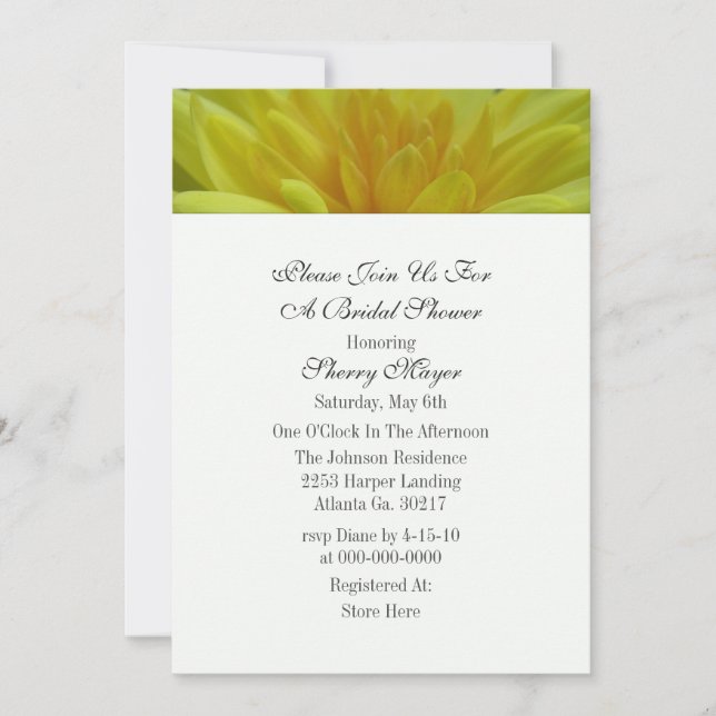 Yellow Garden Mum Dusche Einladungen (Vorderseite)